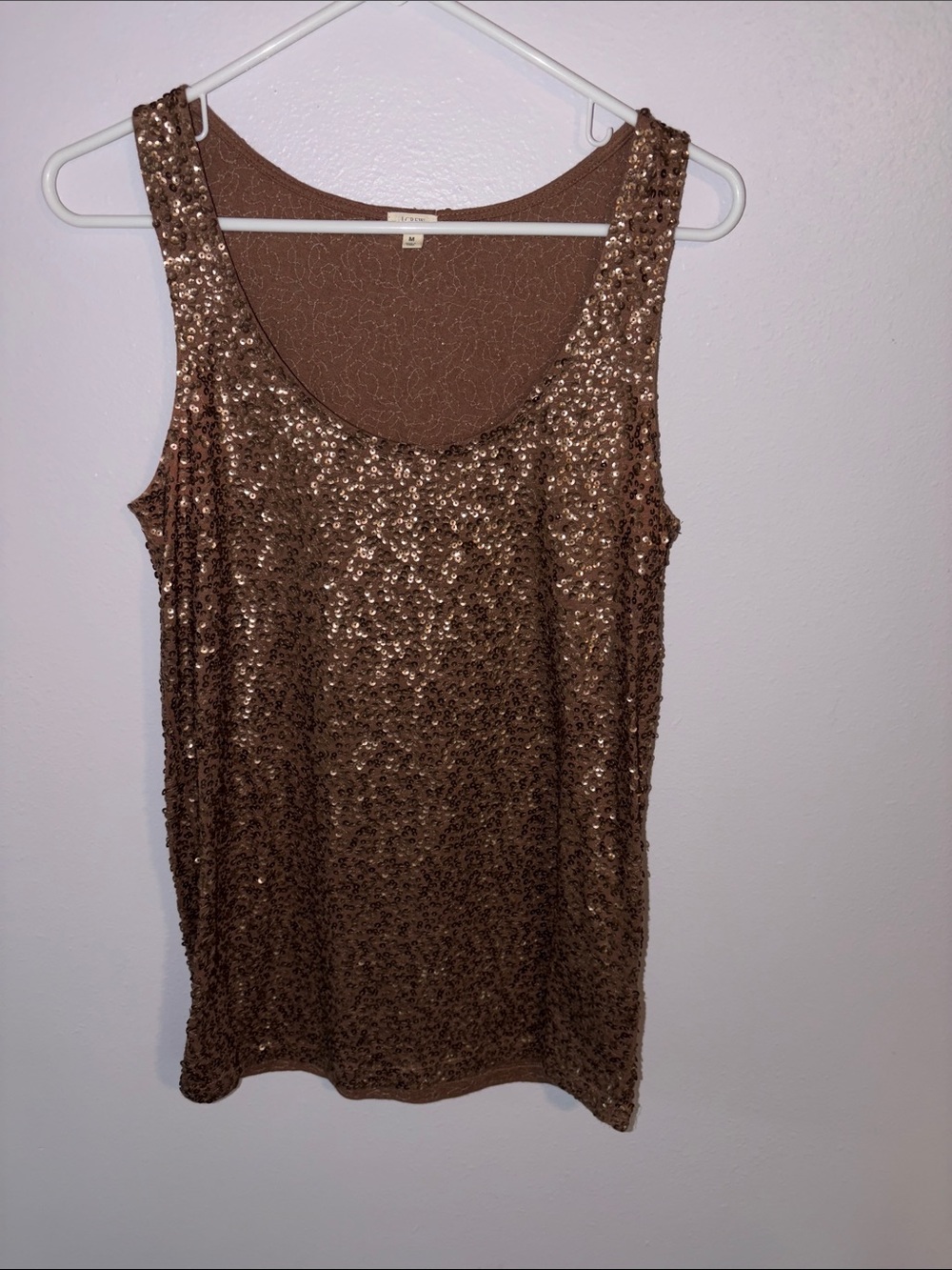 J. Crew Brown Sequin Tank Top, sz M